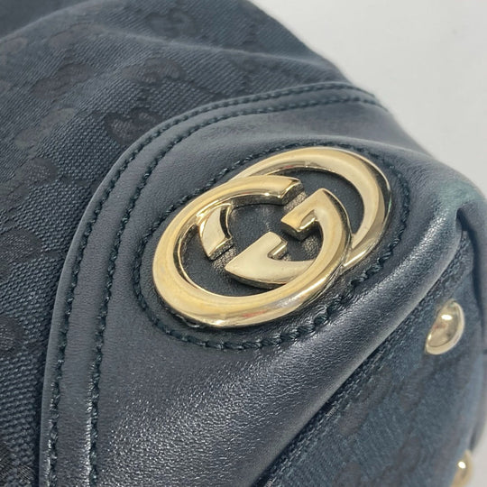GUCCI Shoulder Bag 169946 GG canvas / leather black GG New Brit Tote Bag Women Used Authentic