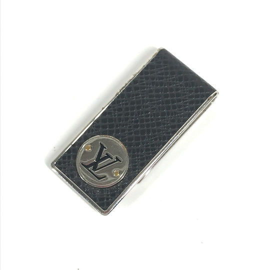 LOUIS VUITTON Money clip M00271 metal black Taiga logo