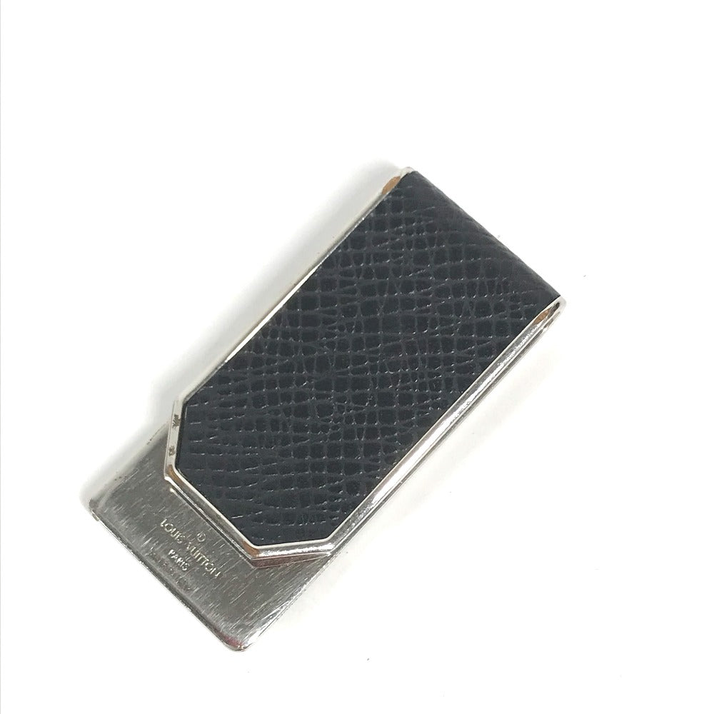 LOUIS VUITTON Money clip M00271 metal black Taiga logo