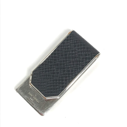 LOUIS VUITTON Money clip M00271 metal black Taiga logo