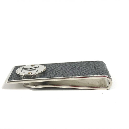 LOUIS VUITTON Money clip M00271 metal black Taiga logo