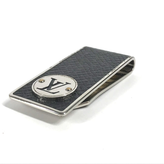 LOUIS VUITTON Money clip M00271 metal black Taiga logo