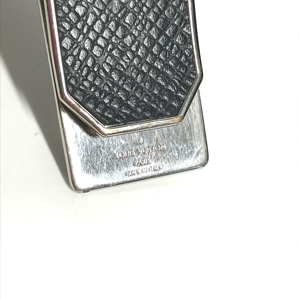 LOUIS VUITTON Money clip M00271 metal black Taiga logo
