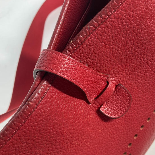 HERMES Shoulder Bag Taurillon Clemence Red Evelyn 1 PM