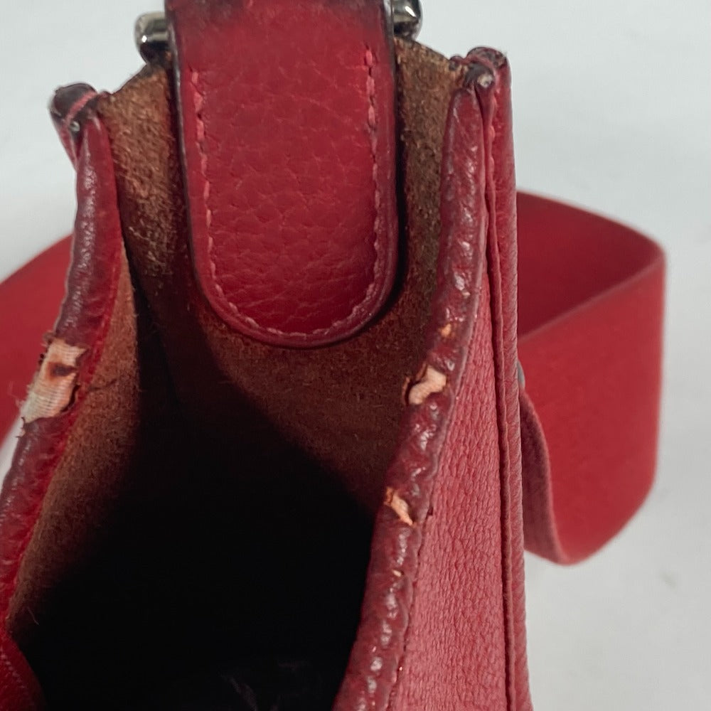 HERMES Shoulder Bag Taurillon Clemence Red Evelyn 1 PM