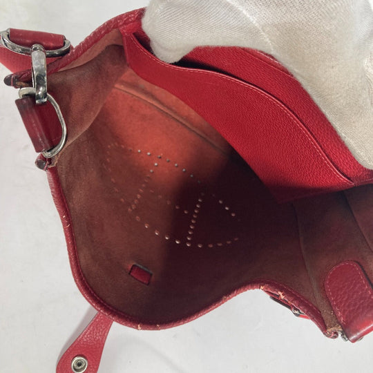 HERMES Shoulder Bag Taurillon Clemence Red Evelyn 1 PM