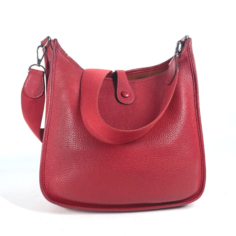 HERMES Shoulder Bag Taurillon Clemence Red Evelyn 1 PM