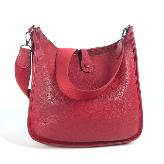 HERMES Shoulder Bag Taurillon Clemence Red Evelyn 1 PM