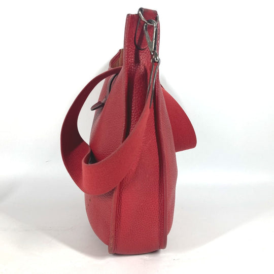 HERMES Shoulder Bag Taurillon Clemence Red Evelyn 1 PM