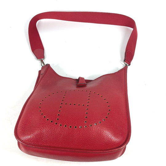 HERMES Shoulder Bag Taurillon Clemence Red Evelyn 1 PM