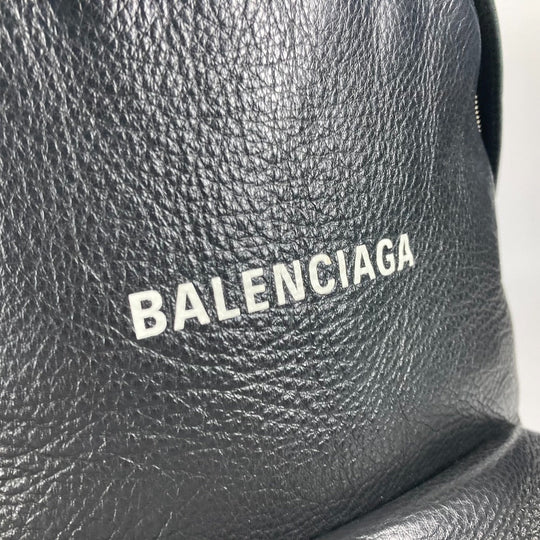 BALENCIAGA Backpack 552379 leather black Everyday logo mens Used Authentic