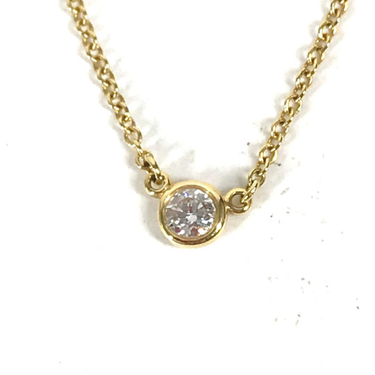 TIFFANY&Co. Necklace Au750 gold 1P By the Yard Single Diamond Women Used Authentic