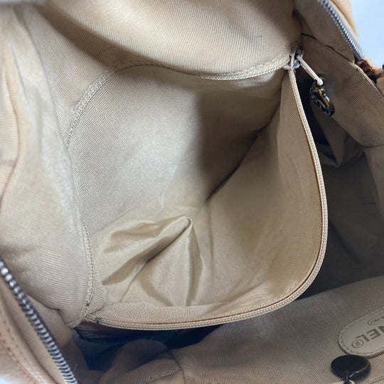 CHANEL Tote Bag leather beige logo CC COCO Mark Women Used Authentic