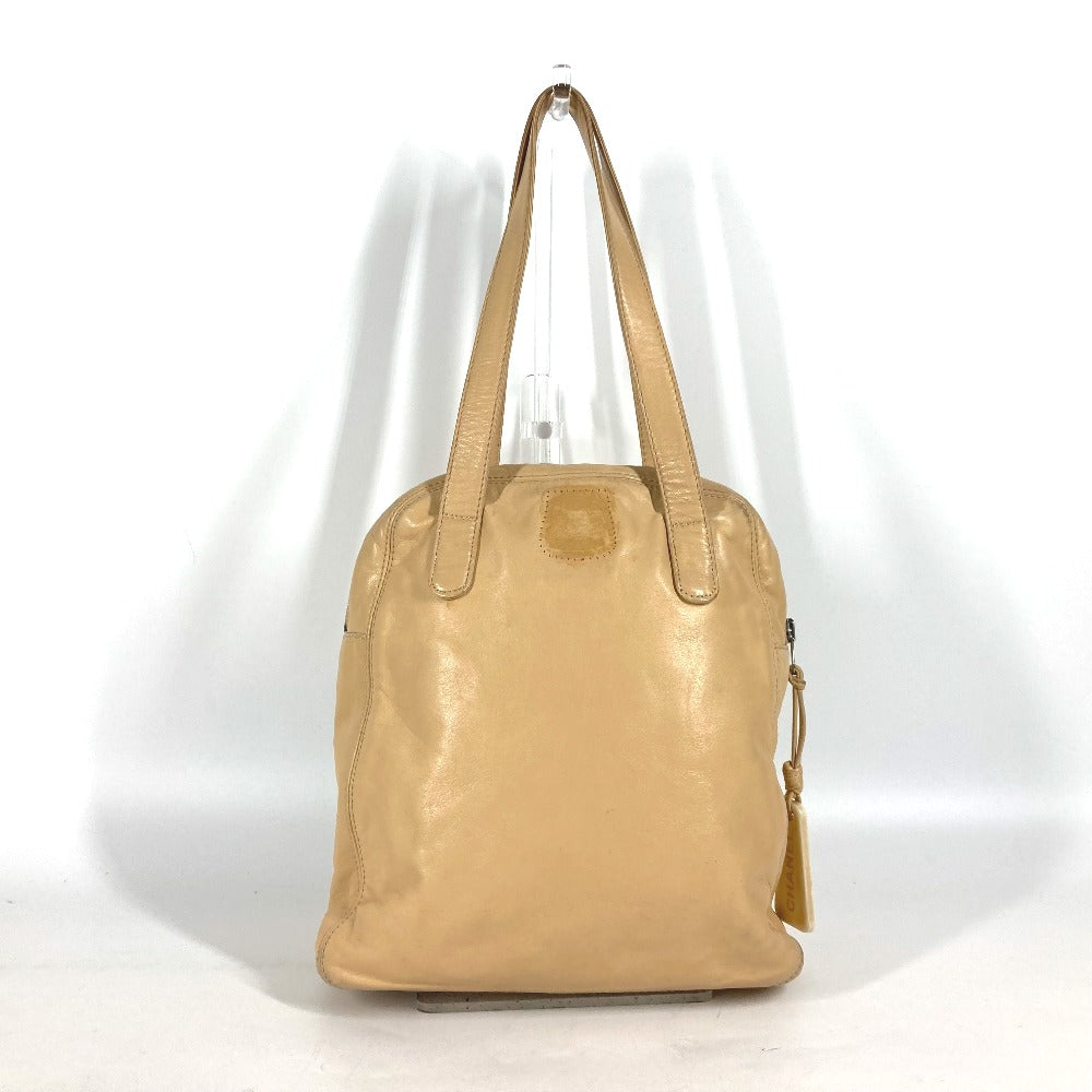 CHANEL Tote Bag leather beige logo CC COCO Mark Women Used Authentic