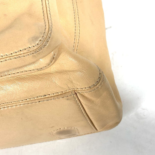CHANEL Tote Bag leather beige logo CC COCO Mark Women Used Authentic