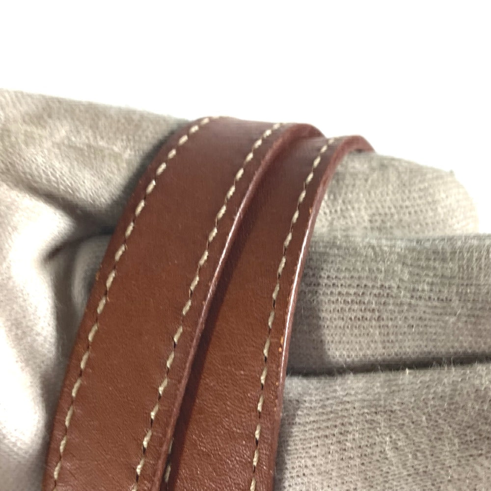 CELINE Tote Bag leather Brown Vintage shoulder strap Macadam logo Women Used Authentic