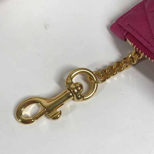 SAINT LAURENT PARIS Coin case leather pink Quilting Triangle