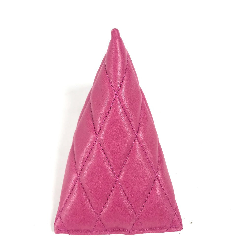 SAINT LAURENT PARIS Coin case leather pink Quilting Triangle