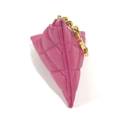 SAINT LAURENT PARIS Coin case leather pink Quilting Triangle