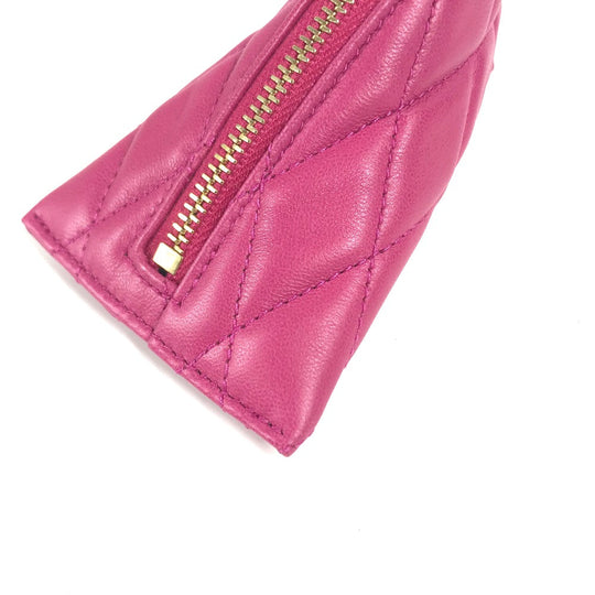 SAINT LAURENT PARIS Coin case leather pink Quilting Triangle