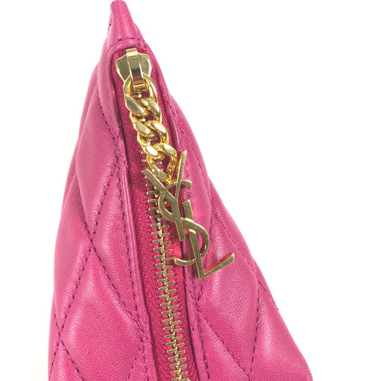 SAINT LAURENT PARIS Coin case leather pink Quilting Triangle