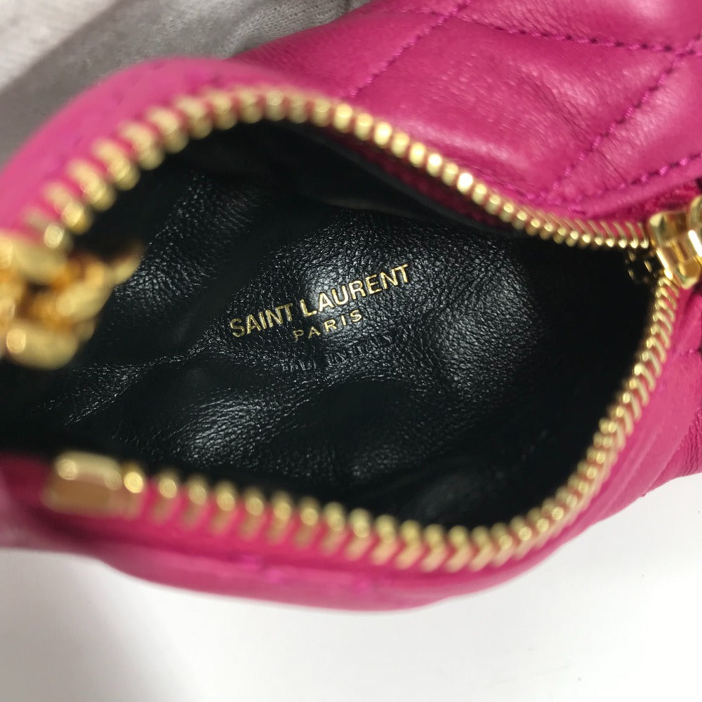 SAINT LAURENT PARIS Coin case leather pink Quilting Triangle