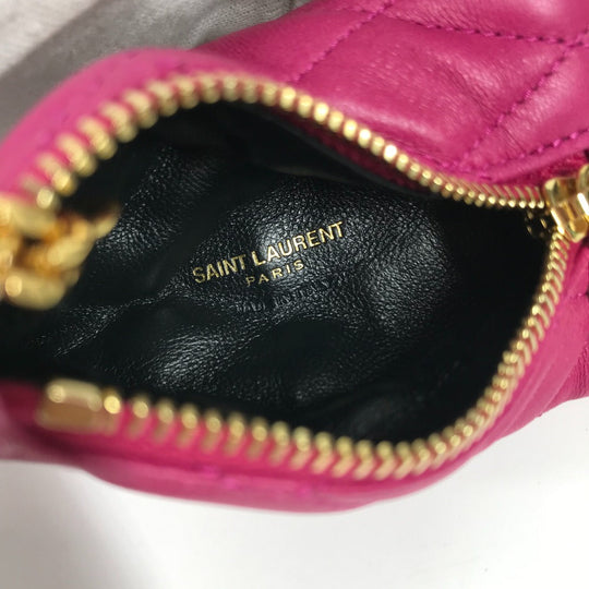 SAINT LAURENT PARIS Coin case leather pink Quilting Triangle