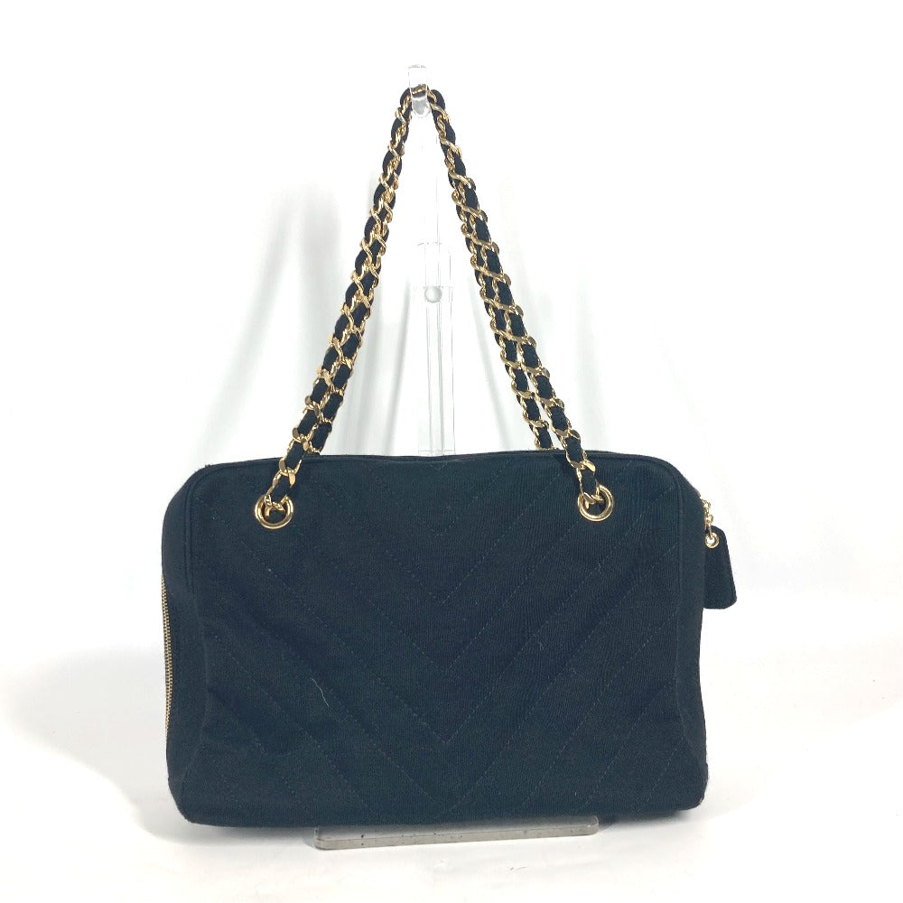 CHANEL Shoulder Bag Jersey black bag shawl CC COCO Mark Quilting Matelasse Women Used Authentic