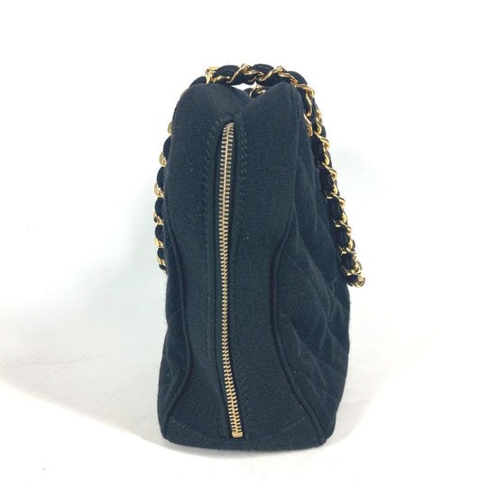 CHANEL Shoulder Bag Jersey black bag shawl CC COCO Mark Quilting Matelasse Women Used Authentic
