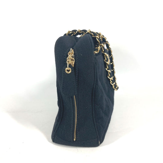 CHANEL Shoulder Bag Jersey black bag shawl CC COCO Mark Quilting Matelasse Women Used Authentic