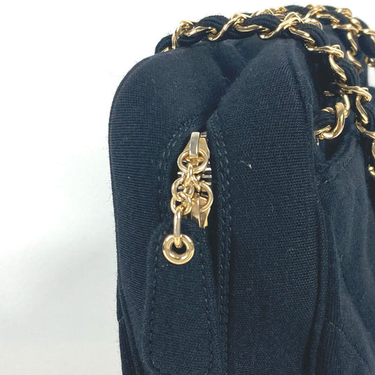 CHANEL Shoulder Bag Jersey black bag shawl CC COCO Mark Quilting Matelasse Women Used Authentic