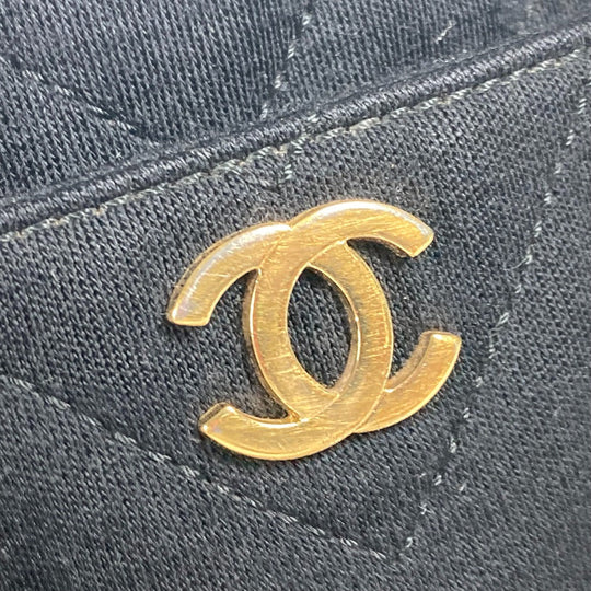 CHANEL Shoulder Bag Jersey black bag shawl CC COCO Mark Quilting Matelasse Women Used Authentic