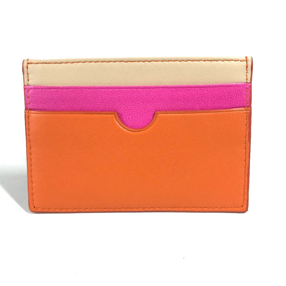 LOEWE Card Case leather Orange Tricolor color Anagram logo Women Used Authentic