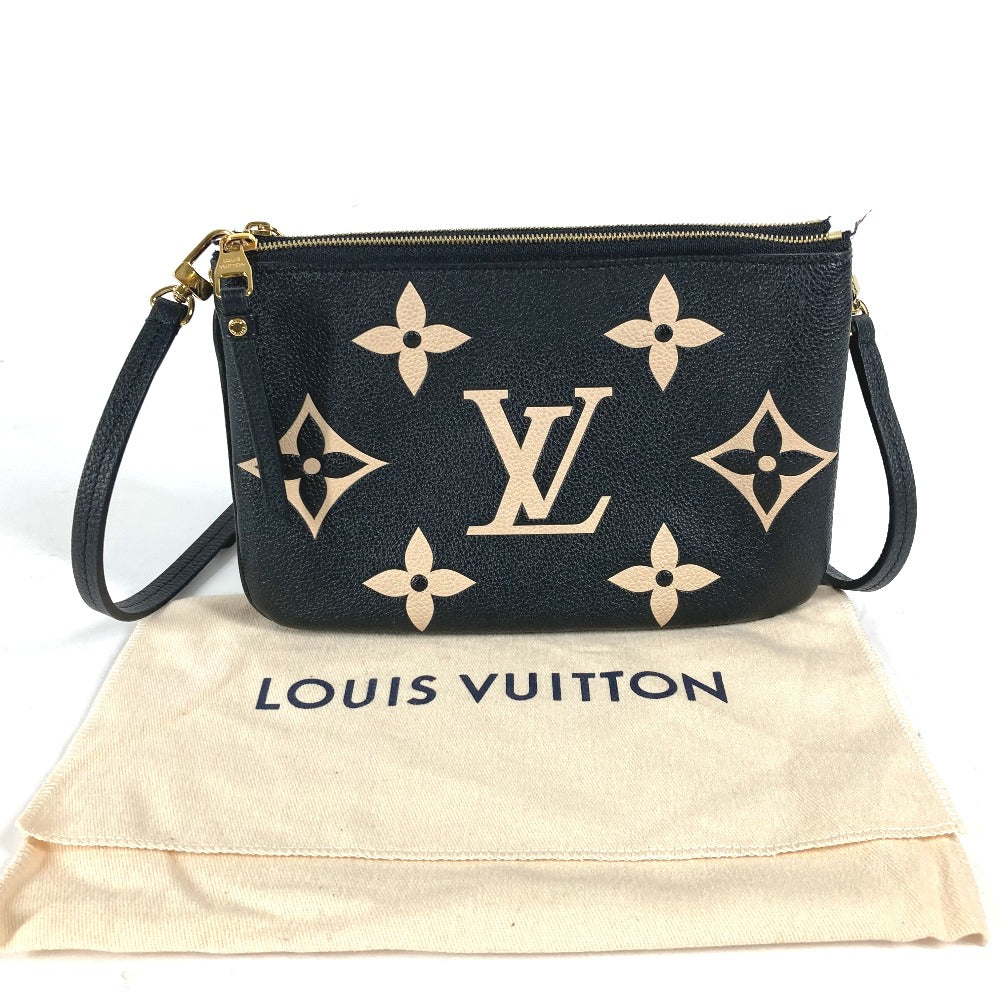 LOUIS VUITTON Shoulder Bag M80787 Monogram Ann Platt Leather black Monogram Ann Platt Pochette double zip Women Used Authentic
