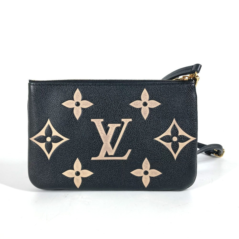 LOUIS VUITTON Shoulder Bag M80787 Monogram Ann Platt Leather black Monogram Ann Platt Pochette double zip Women Used Authentic