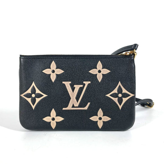 LOUIS VUITTON Shoulder Bag M80787 Monogram Ann Platt Leather black Monogram Ann Platt Pochette double zip Women Used Authentic