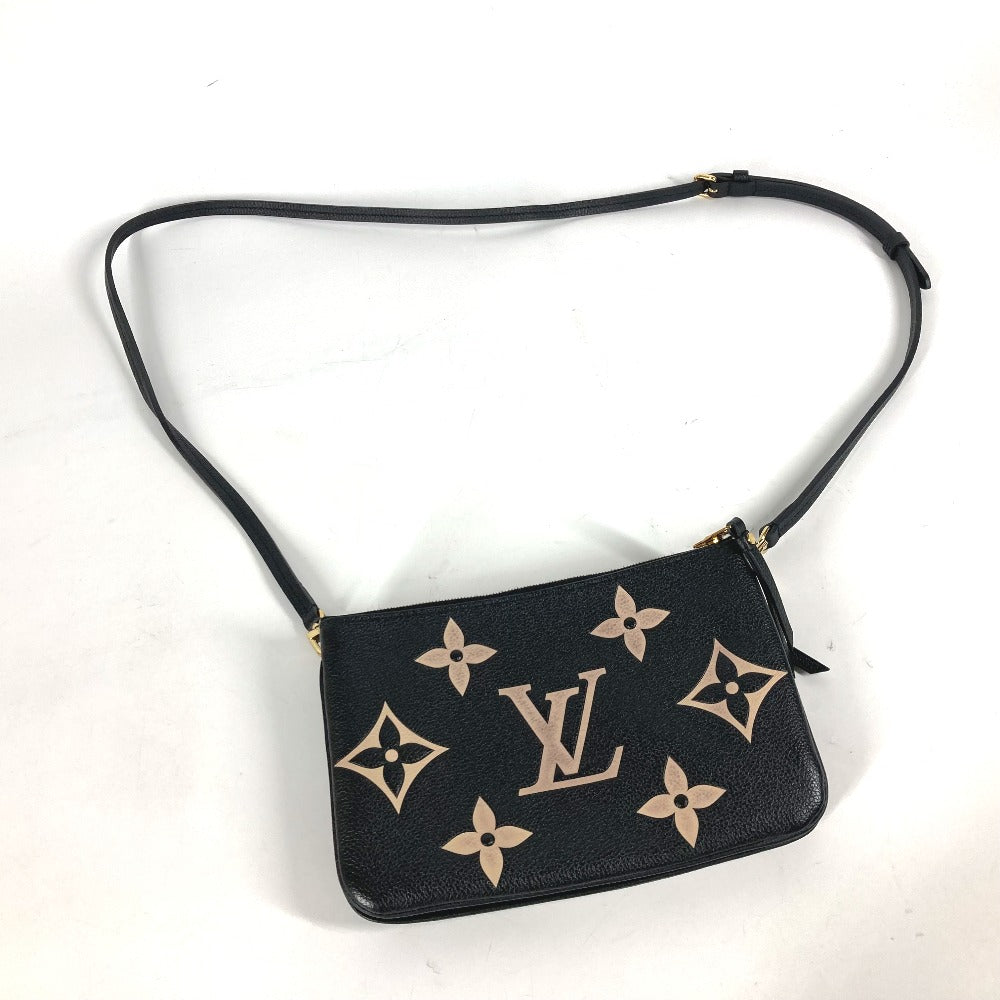 LOUIS VUITTON Shoulder Bag M80787 Monogram Ann Platt Leather black Monogram Ann Platt Pochette double zip Women Used Authentic