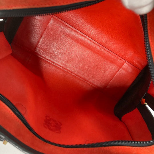 LOEWE Handbag Leather / suede Red Amazona 28 logo Women Used Authentic