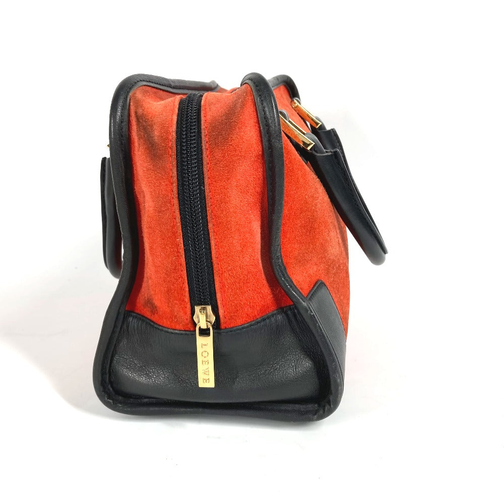 LOEWE Handbag Leather / suede Red Amazona 28 logo Women Used Authentic
