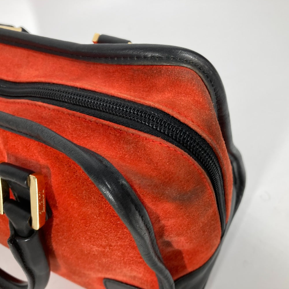 LOEWE Handbag Leather / suede Red Amazona 28 logo Women Used Authentic