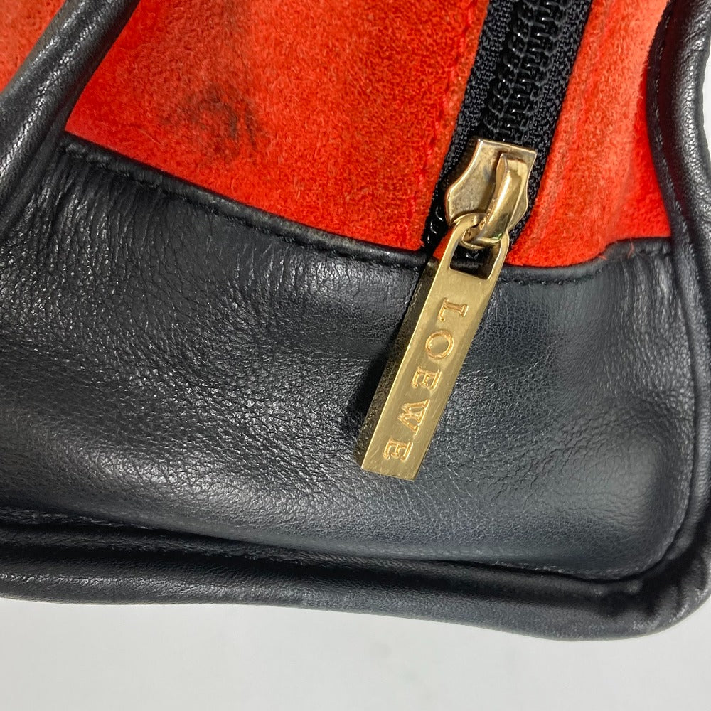 LOEWE Handbag Leather / suede Red Amazona 28 logo Women Used Authentic