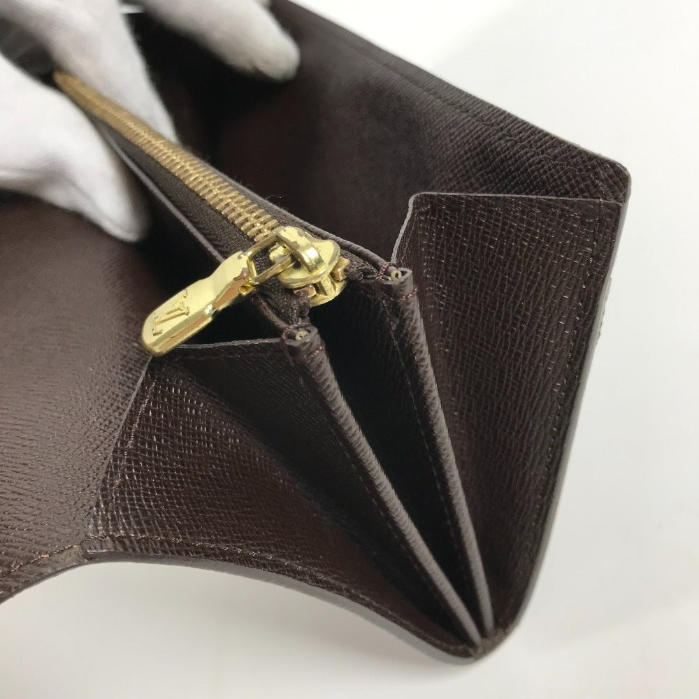 LOUIS VUITTON Long Wallet Purse N61725 Damier canvas Brown Damier Porto Monnaie Cartes Crdit Women Used Authentic
