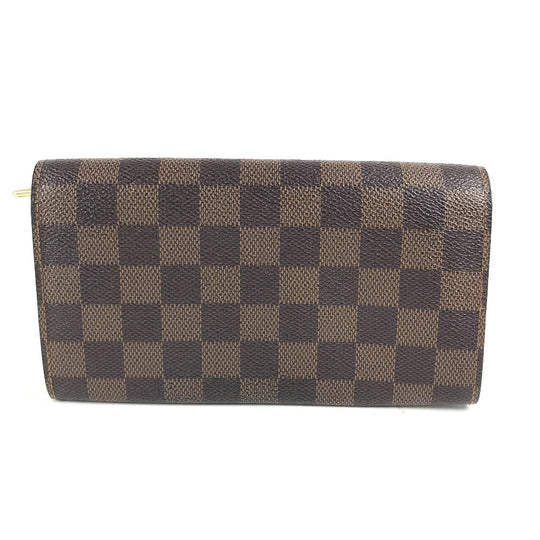 LOUIS VUITTON Long Wallet Purse N61725 Damier canvas Brown Damier Porto Monnaie Cartes Crdit Women Used Authentic