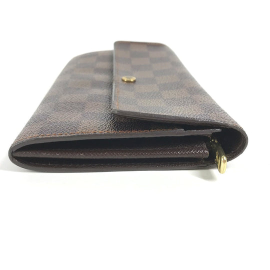 LOUIS VUITTON Long Wallet Purse N61725 Damier canvas Brown Damier Porto Monnaie Cartes Crdit Women Used Authentic