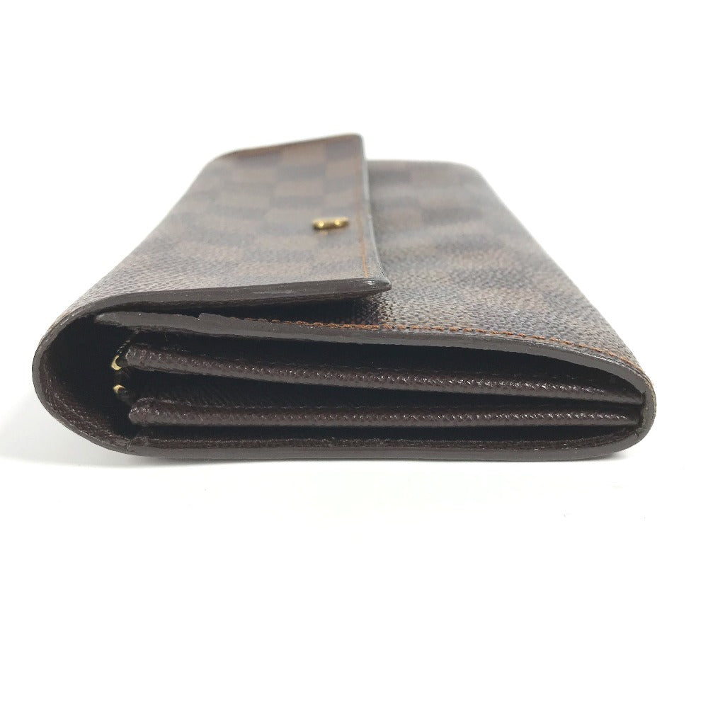LOUIS VUITTON Long Wallet Purse N61725 Damier canvas Brown Damier Porto Monnaie Cartes Crdit Women Used Authentic