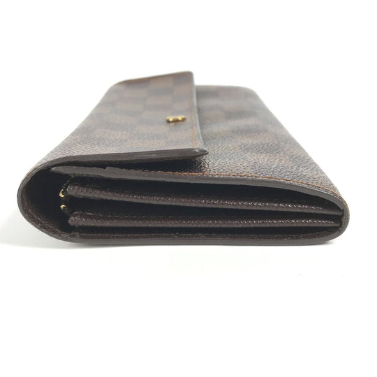 LOUIS VUITTON Long Wallet Purse N61725 Damier canvas Brown Damier Porto Monnaie Cartes Crdit Women Used Authentic