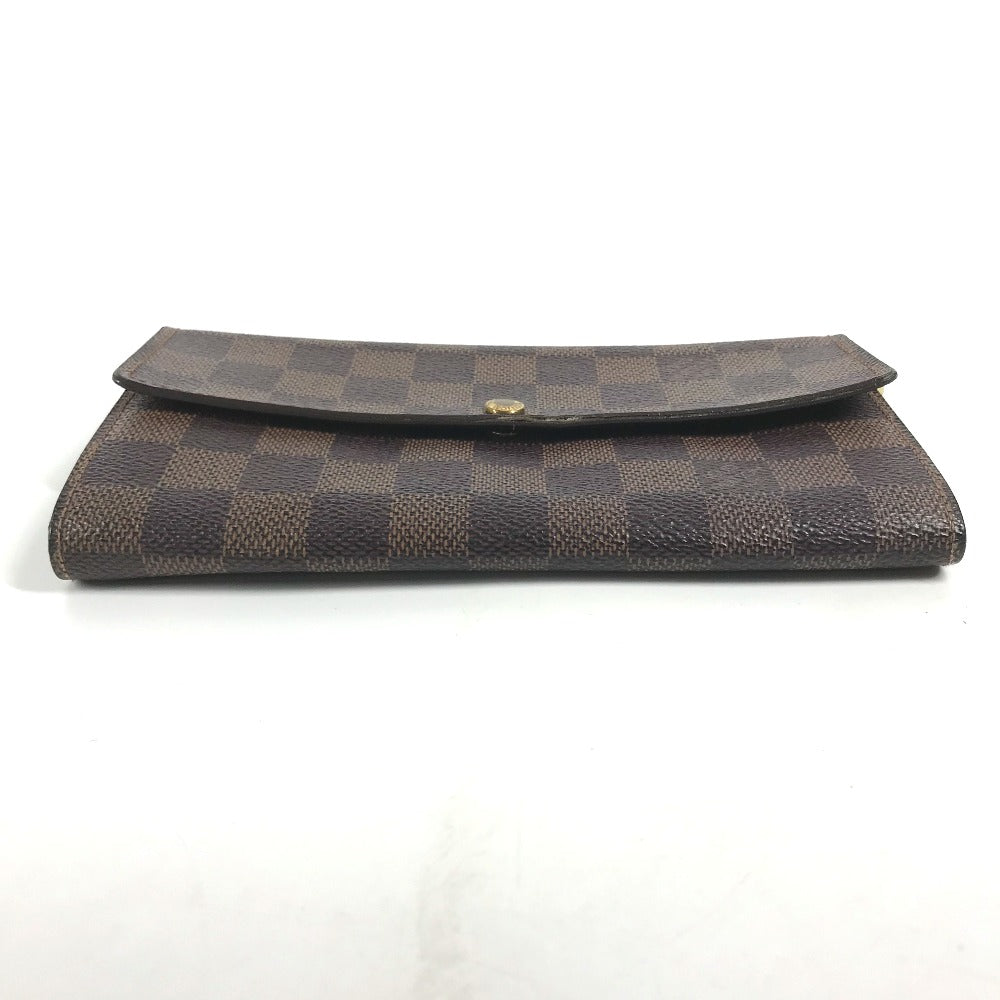 LOUIS VUITTON Long Wallet Purse N61725 Damier canvas Brown Damier Porto Monnaie Cartes Crdit Women Used Authentic