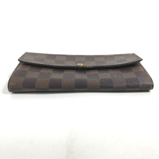 LOUIS VUITTON Long Wallet Purse N61725 Damier canvas Brown Damier Porto Monnaie Cartes Crdit Women Used Authentic