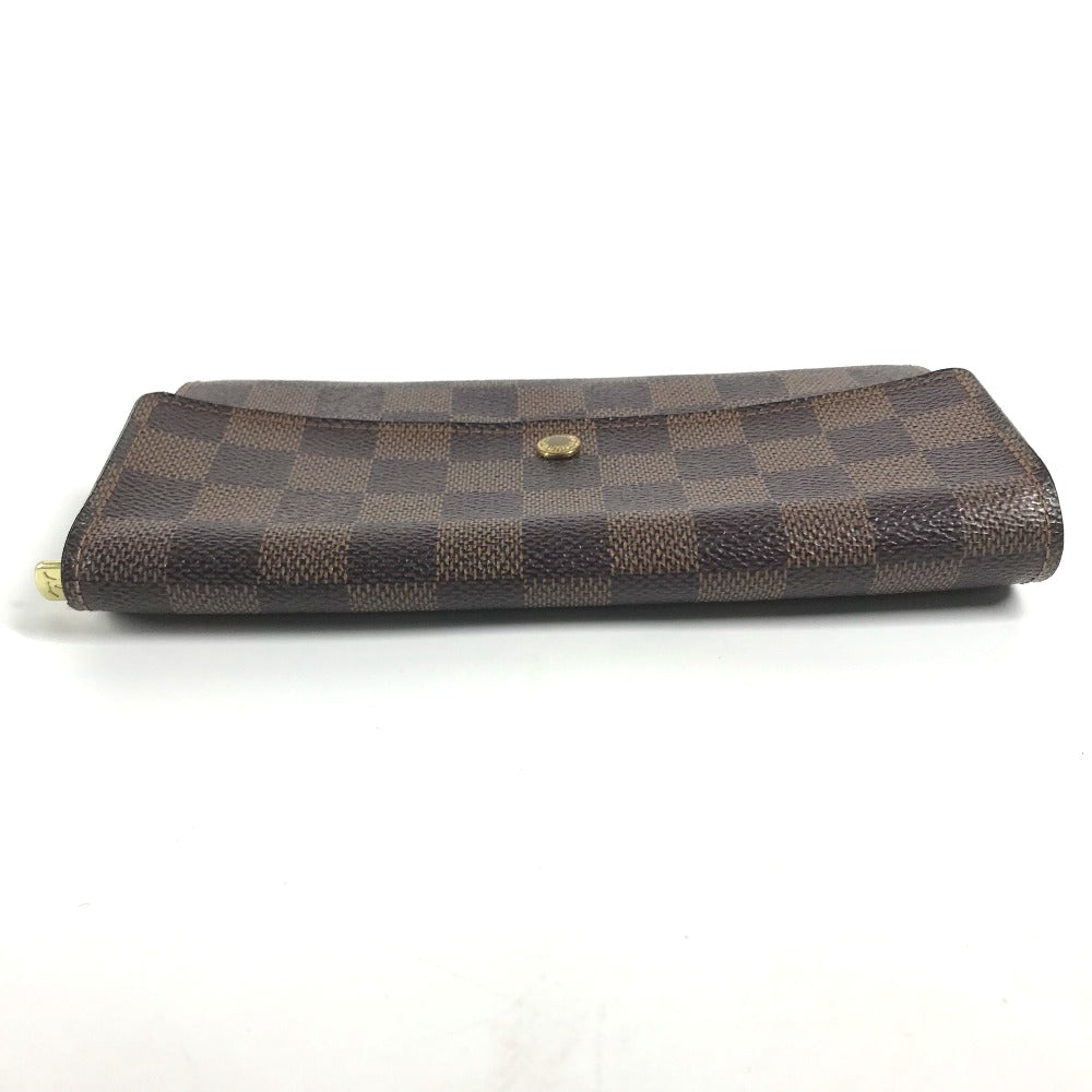 LOUIS VUITTON Long Wallet Purse N61725 Damier canvas Brown Damier Porto Monnaie Cartes Crdit Women Used Authentic