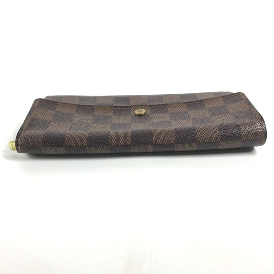 LOUIS VUITTON Long Wallet Purse N61725 Damier canvas Brown Damier Porto Monnaie Cartes Crdit Women Used Authentic